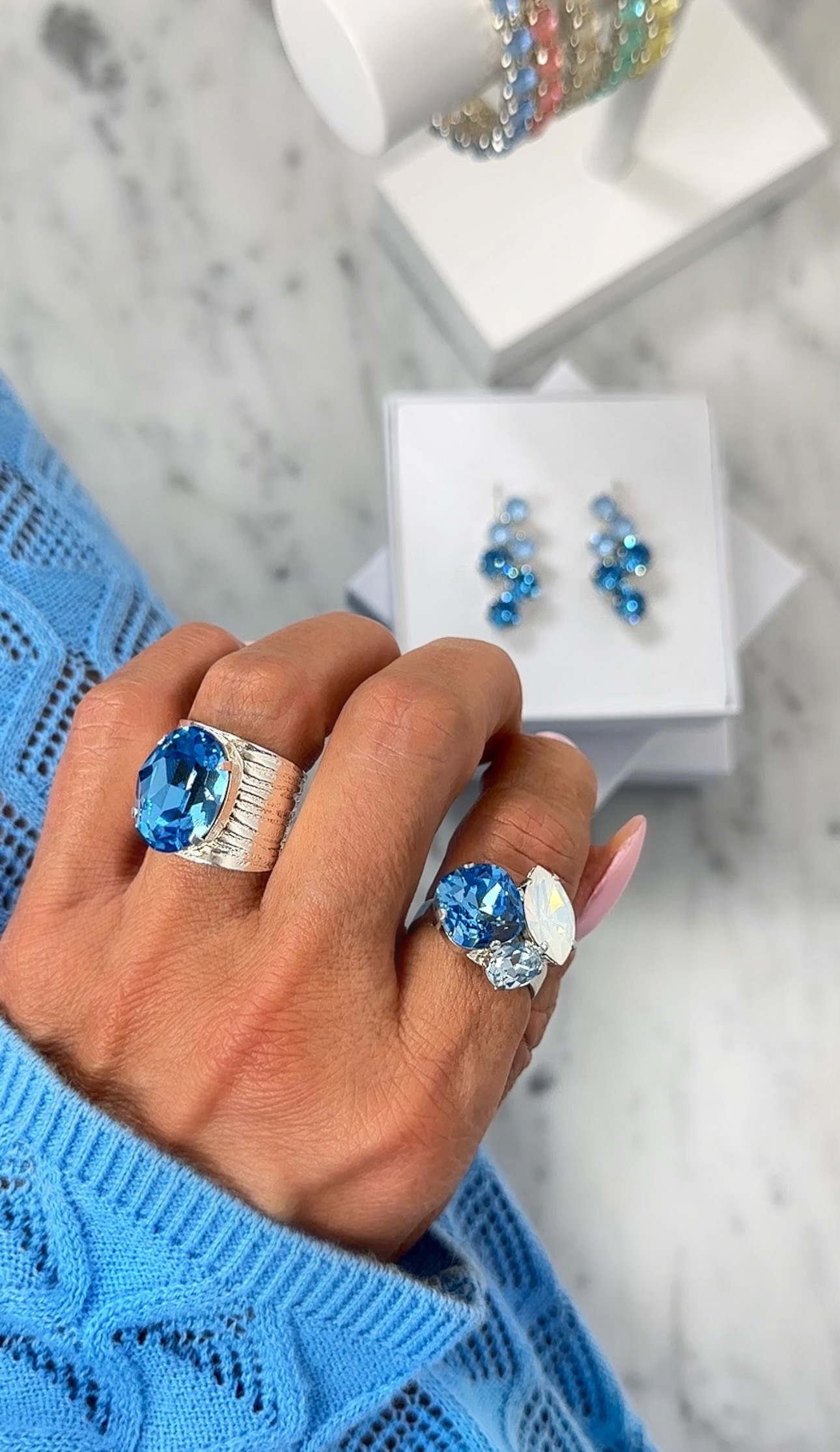 Ring Cruz Blue combo Silver - 2
