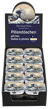 Pilleæsker med spejl, Hokusai, Den store bølge, Borddisplay med 30 stk., TEMA-produkt