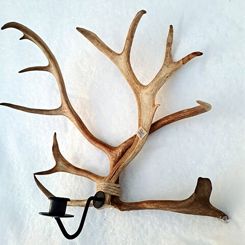 Candle stick Reindeer Antler 1 candle, Jokkmokk design Handmade