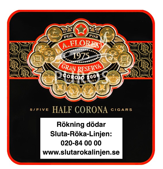 PDR A. Flores 1975 Gran Reserva Corojo Half Corona Plåtask 5-pack