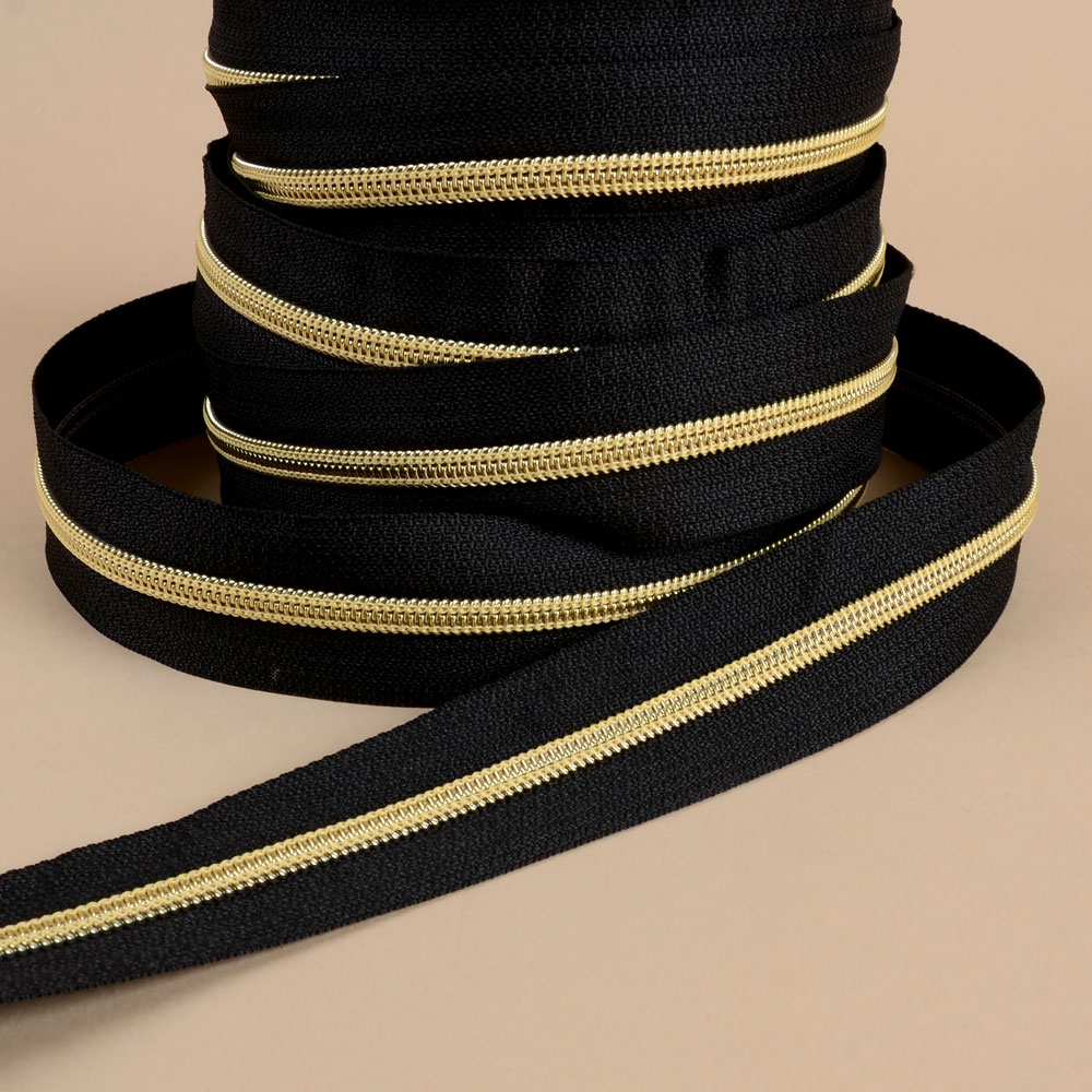 DRAGKEDJA/BLIXTLÅS - METERVARA 5MM BLACK/GOLD