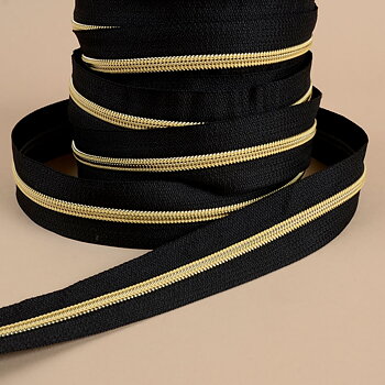  ZIPPER/ZIPPED - PER METERS 5MM BLACK/GOLD