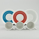Stig Lindberg (Color 1951) Three Coffee Cups with Linear Decor  7 cm
