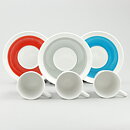 Stig Lindberg (Color 1951) Three Coffee Cups with Linear Decor  7 cm (2)