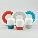 Stig Lindberg (Color 1951) Three Coffee Cups with Linear Decor  7 cm (2)