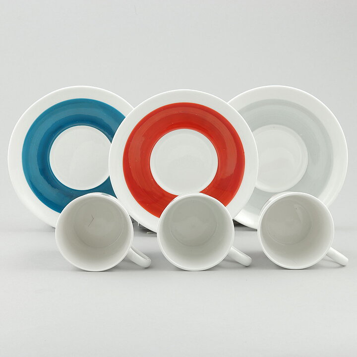Stig Lindberg (Color 1951) Three Coffee Cups with Linear Decor  7 cm (3)