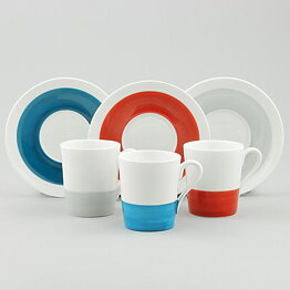 Stig Lindberg (Color 1951) Three Coffee Cups with Linear Decor  7 cm (3)