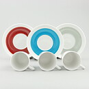 Stig Lindberg (Color 1951) Three Coffee Cups with Linear Decor  7 cm (4)