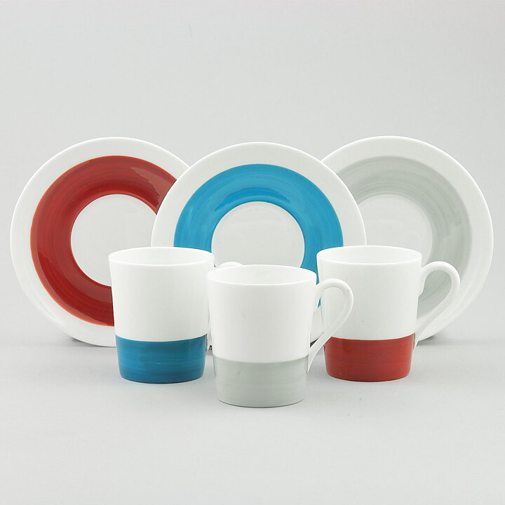 Stig Lindberg (Color 1951) Three Coffee Cups with Linear Decor  7 cm (4)