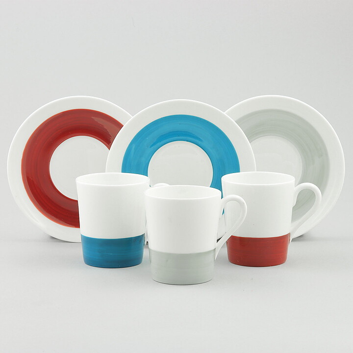 Stig Lindberg (Color 1951) Three Coffee Cups with Linear Decor  7 cm (4)
