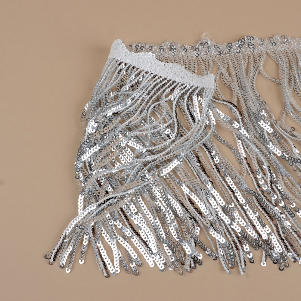 SEQUIN FRINGE 170 MM - SILVER - 2