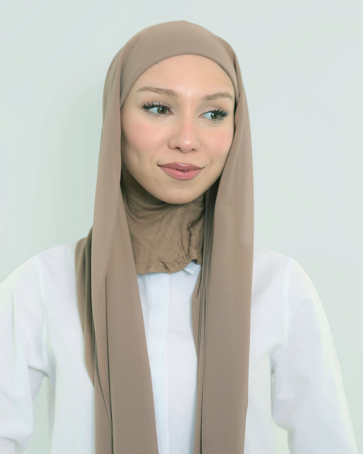 Hijab - Instant Chiffon with full coverage underscarf - Taupe