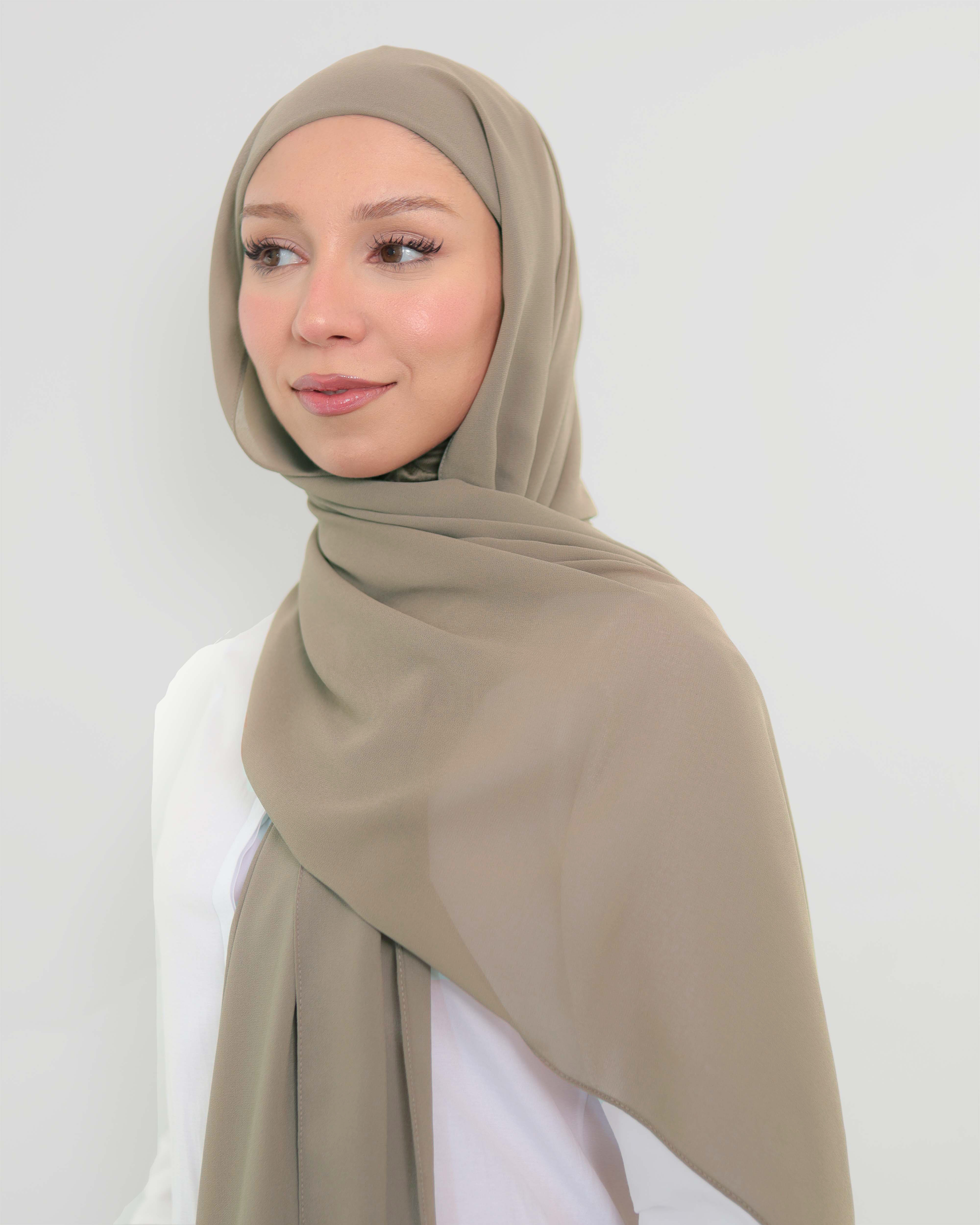 Hijab - Instant Chiffon with full coverage underscarf - Taupe - 2