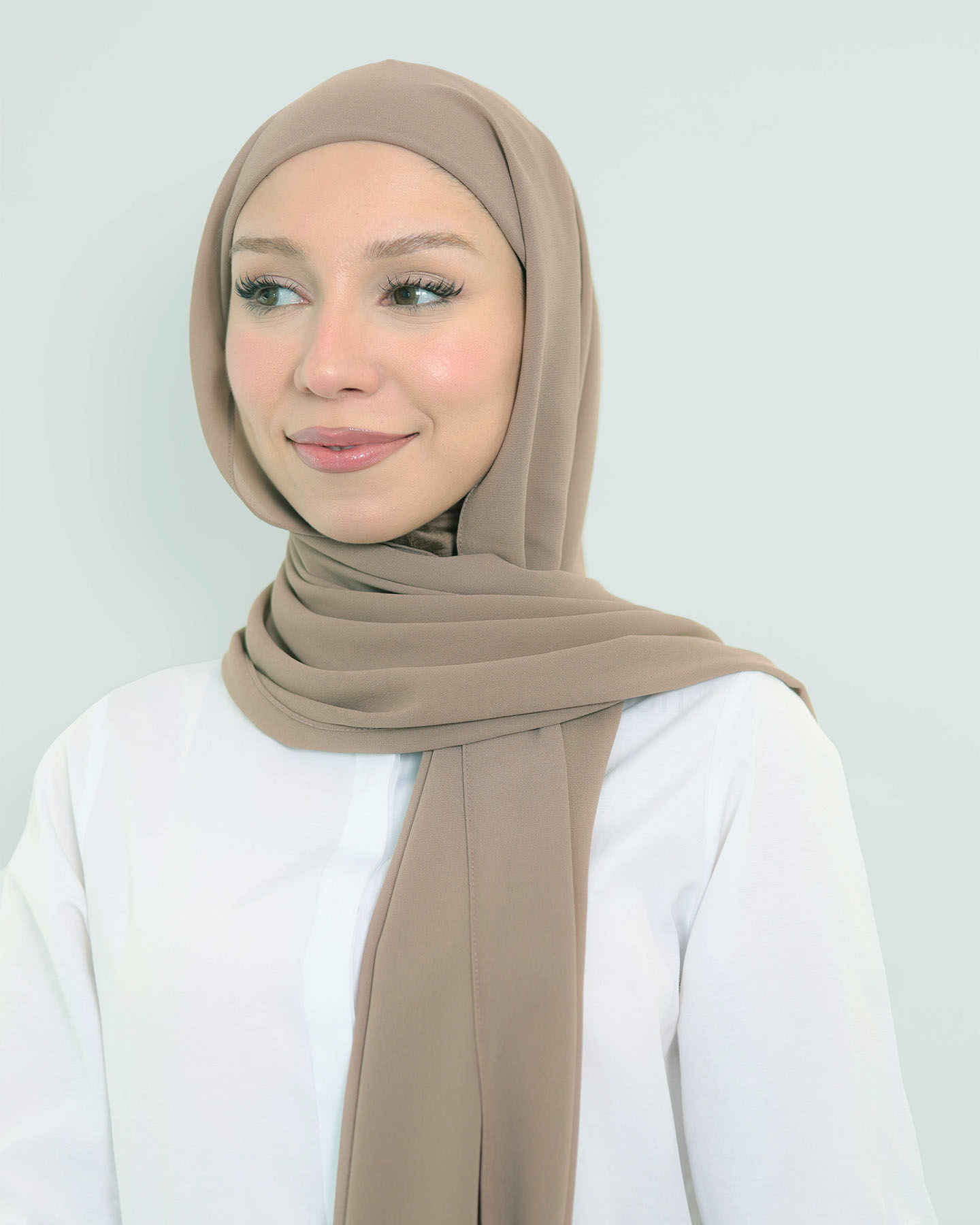 Hijab - Instant Chiffon with full coverage underscarf - Taupe - 3