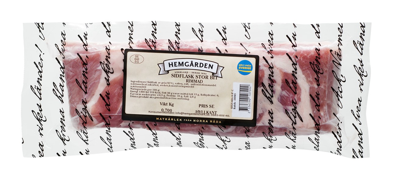 Hemgården Sidfläsk rimmat 10 x 800 g