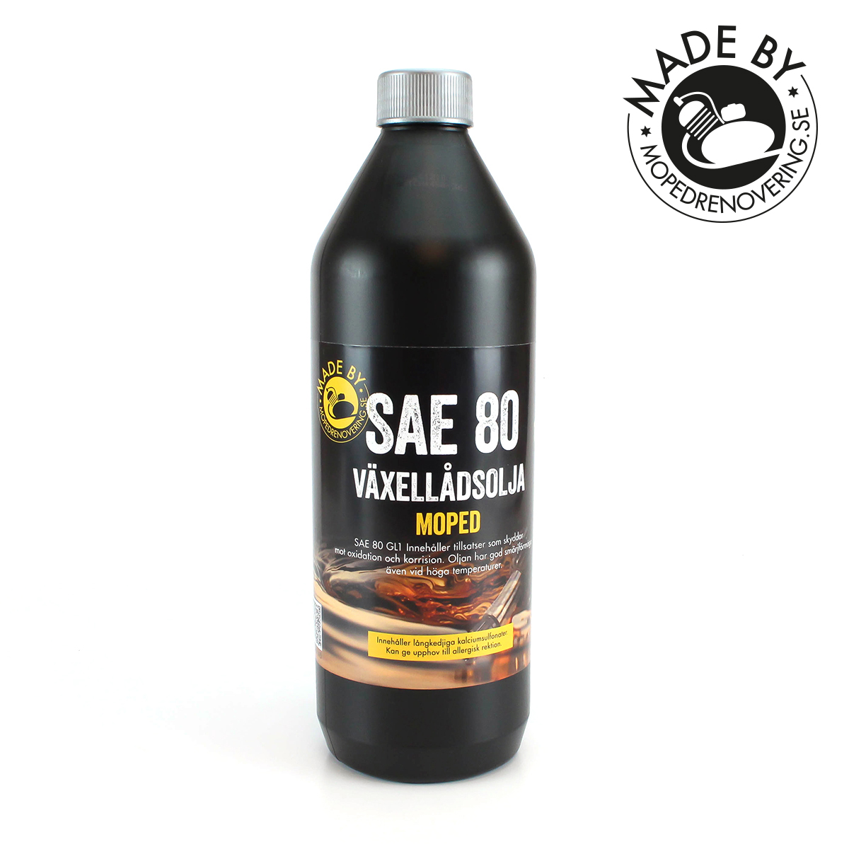 Olie SAE 80 GL-1 Knallert 1 liter Fremstillet af Mopedrenovering.