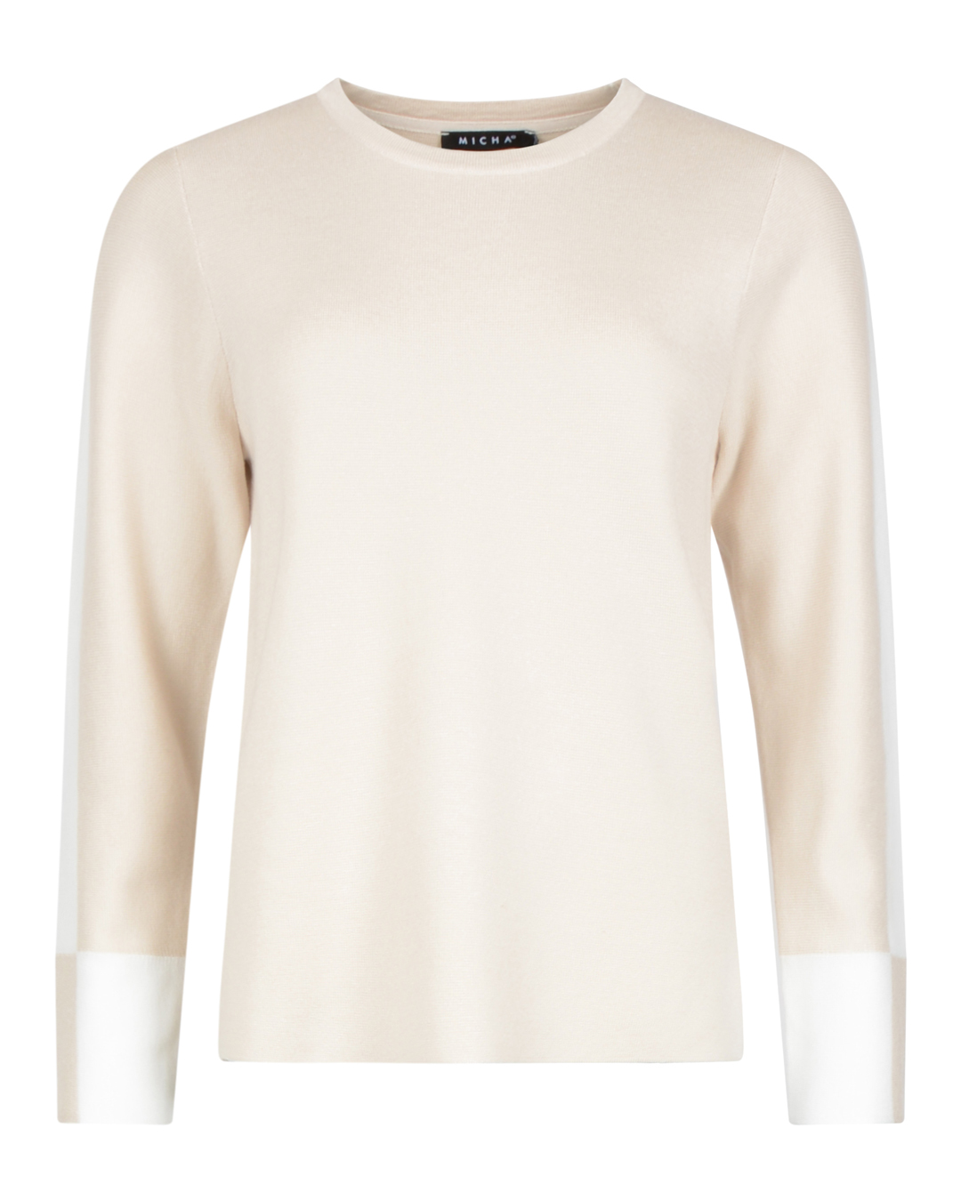 Jumper rundringad med slits beige/vit