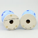 Lisa Larson (1989) Two Segmented Candleholders with Blue Decor 13 cm 