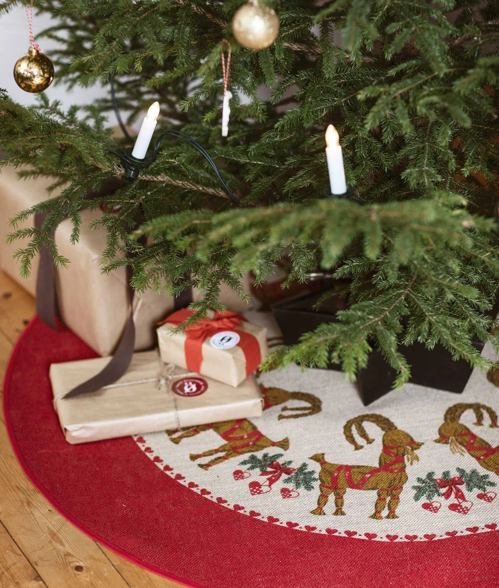 Julgransmatta Julbock röd Frösö Handtryck