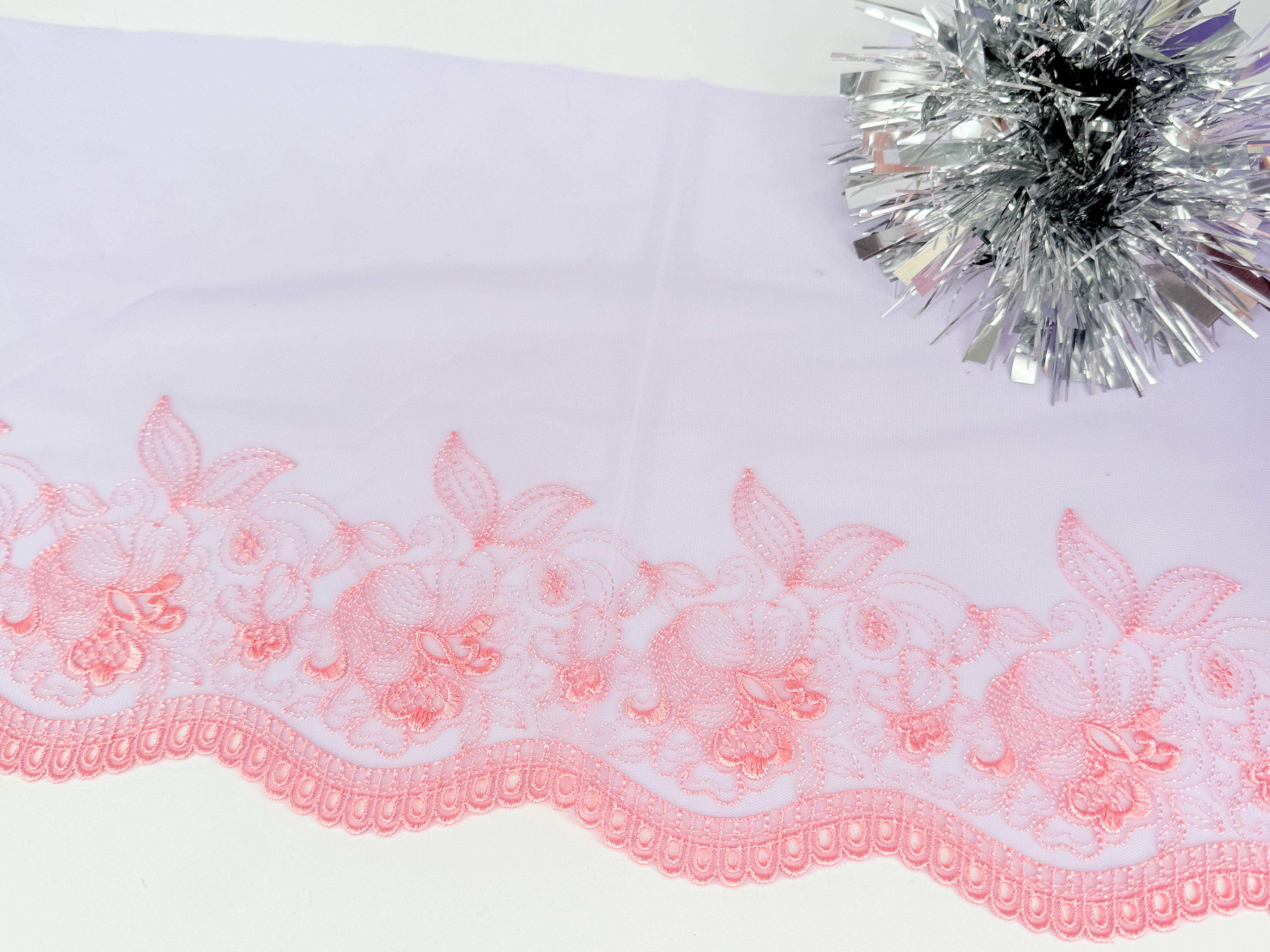 Lila stum spets med rosa detaljer - 22 cm - 2