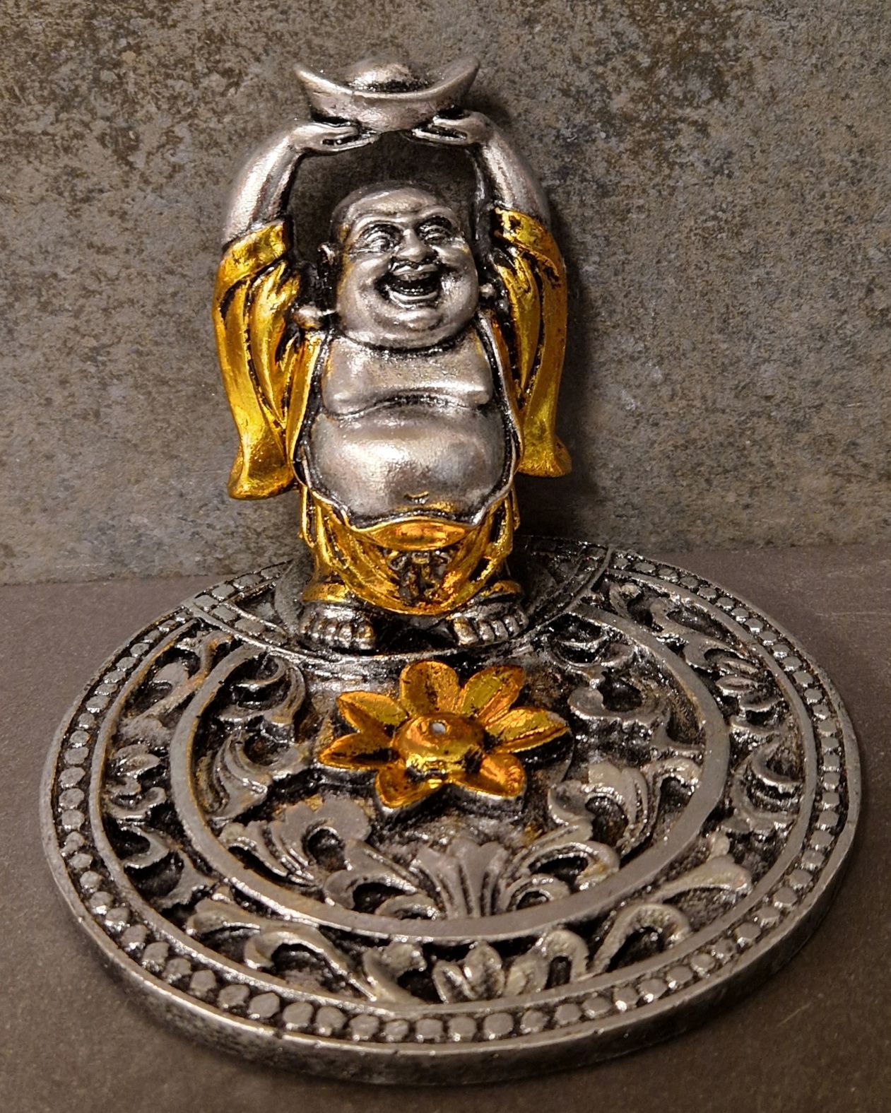 Rökelsehållare med Happy Buddha  