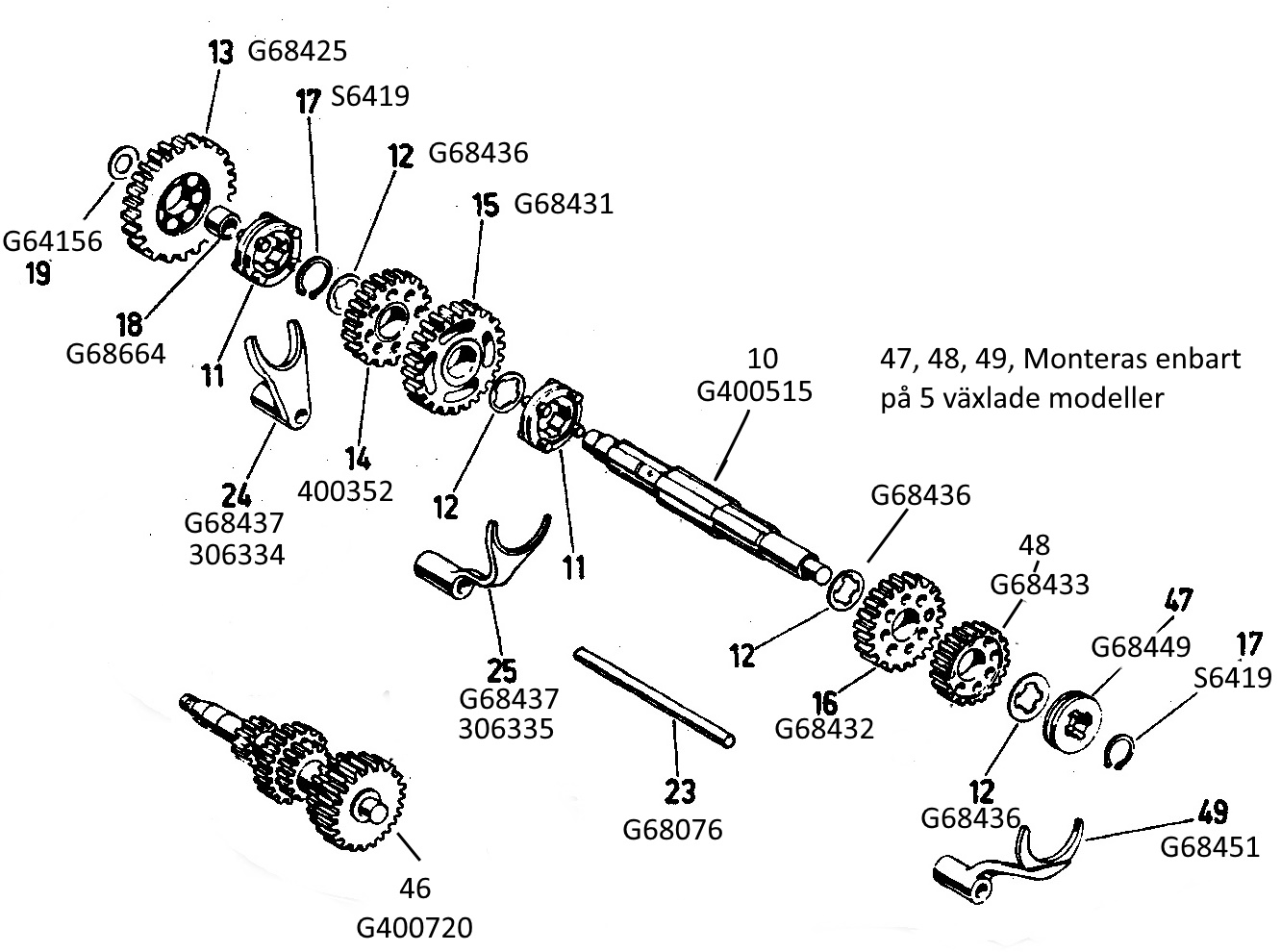 G68076 Aksel til forgaffel Gilera Touring NOS - 2