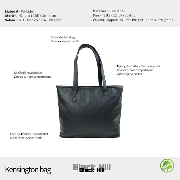 Kensington handväska - 2 färger svart/brun  - 8