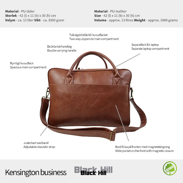Kensington Business - 2 färger svart/brun - 8