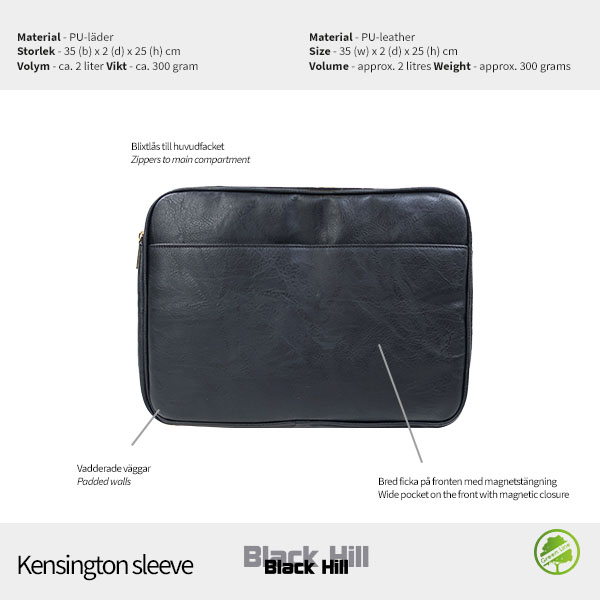 Kensington Sleeve - 2 färger svart/brun - 6