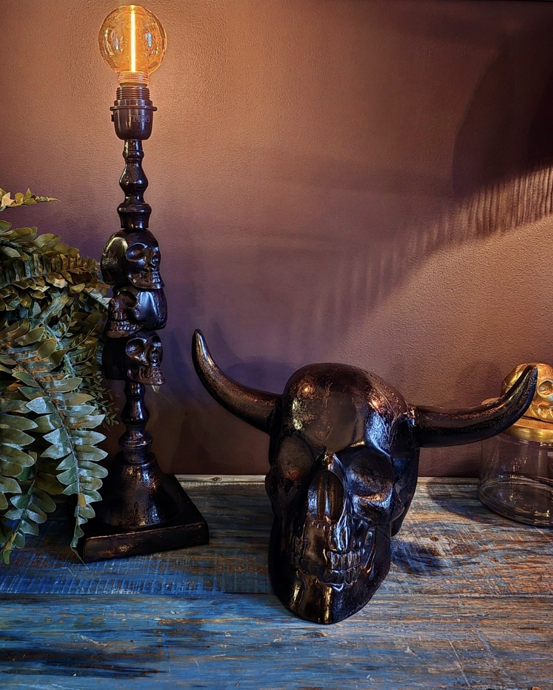 Dekoration - Metal Skull with Horns - 7