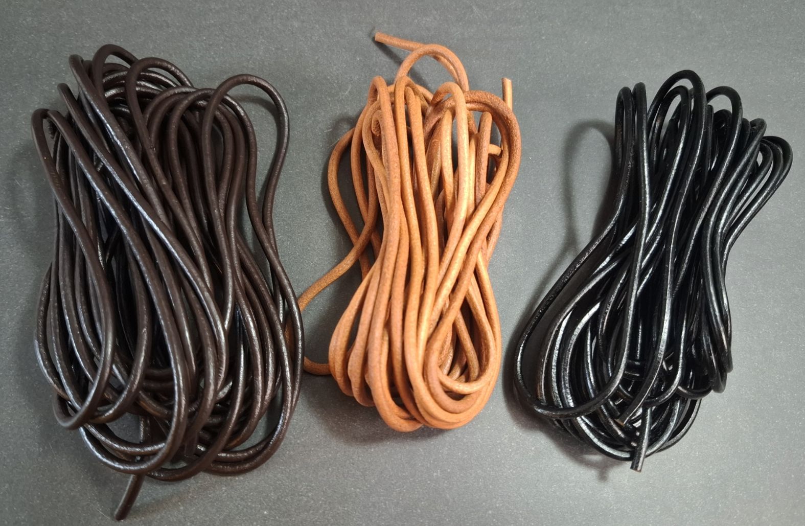 3mm Rund Läder Rem,  5meter
