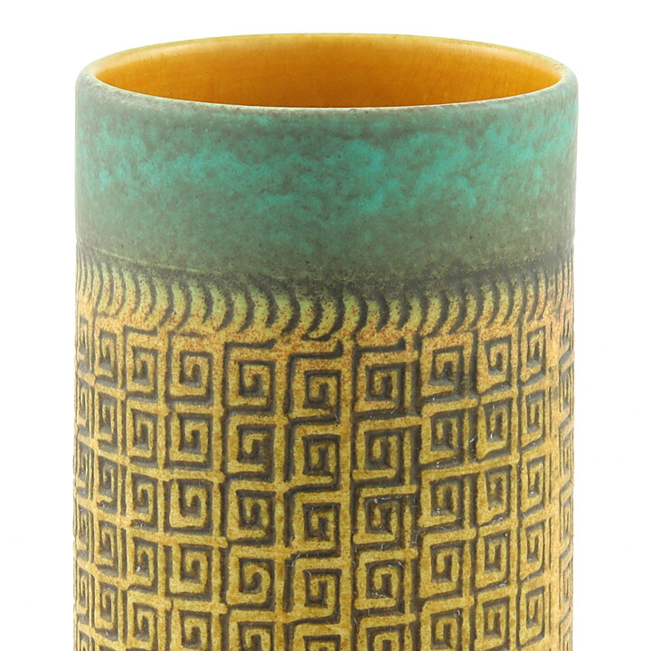 Green/Brown Cylinder Vase from Üebelacker Keramik 23 cm (1960s) 