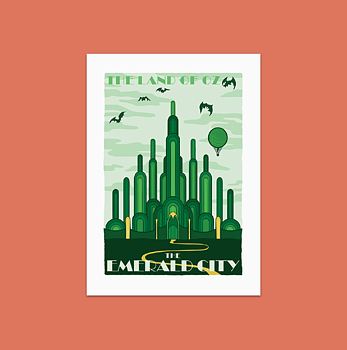 Fictional Travel Poster : The Emerald City - Vinyl Sticker 