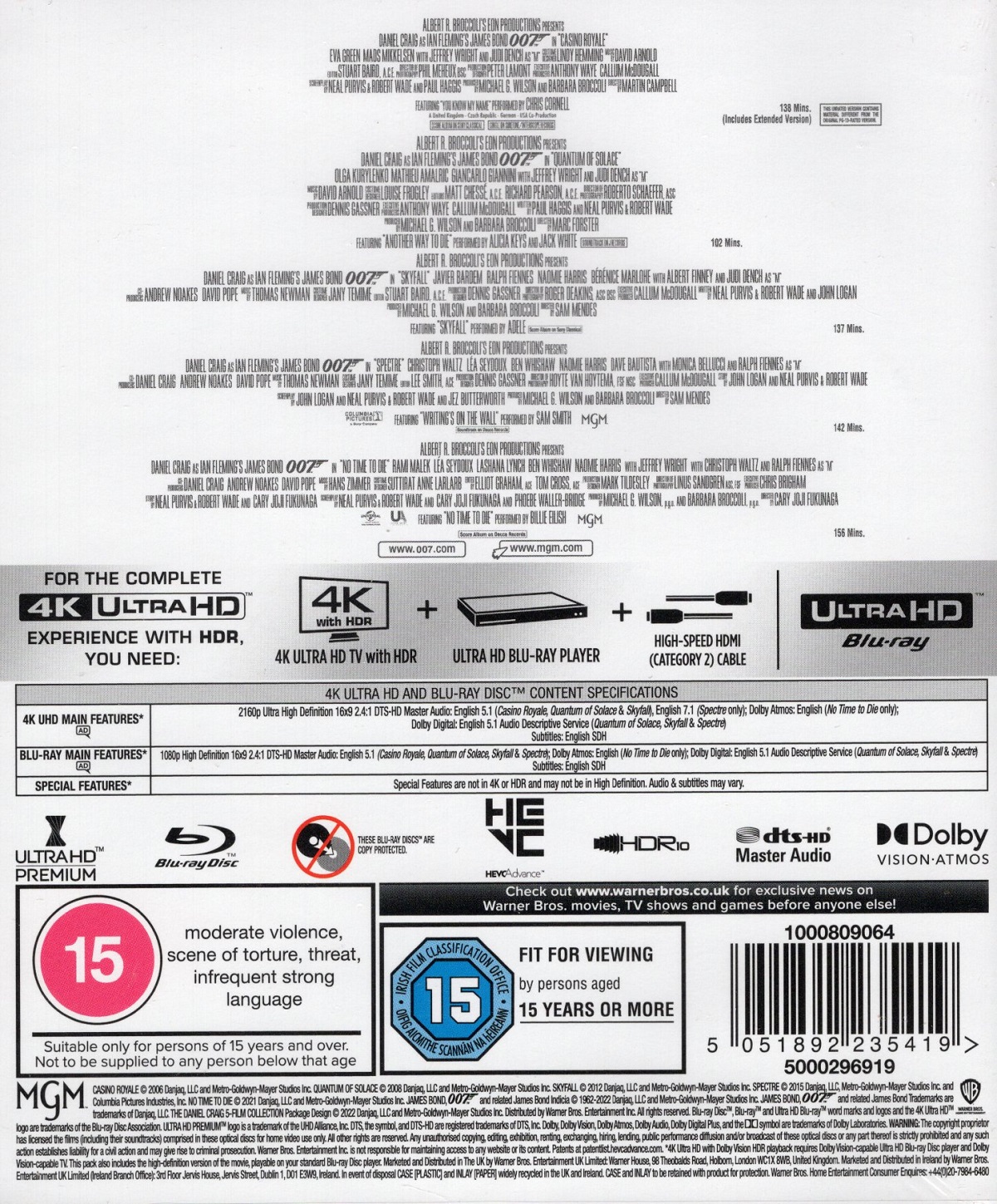 Daniel Craig: James Bond Collection (svensk text på fyra filmer) (4K Ultra HD + Blu-ray) - 2