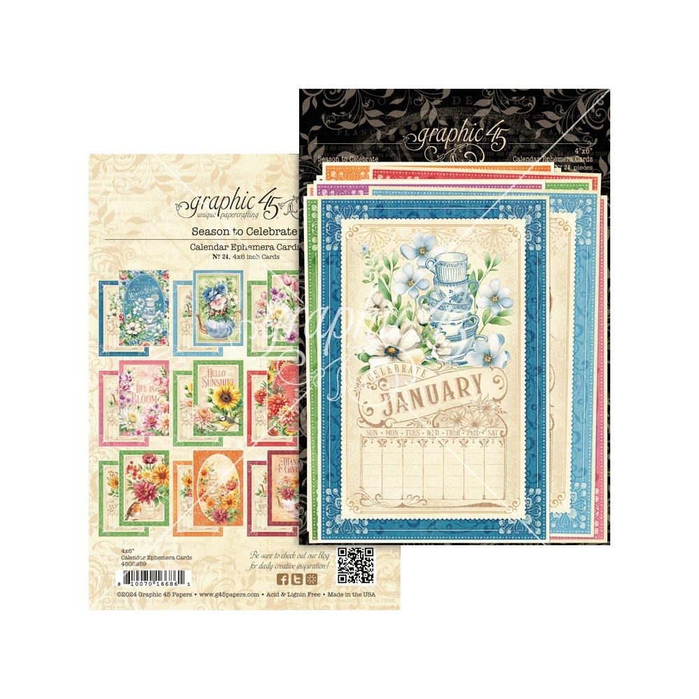 Graphic45 - Ephemera Card Set - Calendar - Season To Celebrate