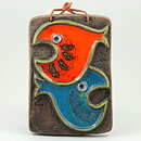 Ninnie Forsgren (1960s) Wall Plaque with Colorful Fish Decor 22 cm