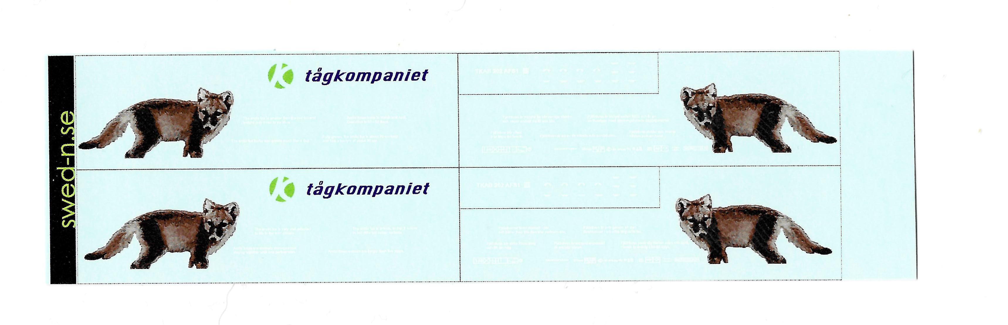 Decal sheet Tågkompaniet Panorama 'Arctic fox'