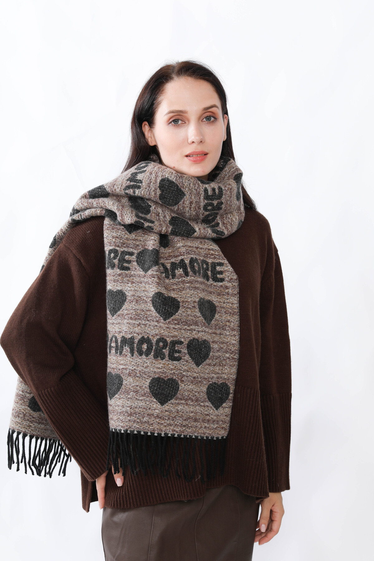 Scarf amore brown