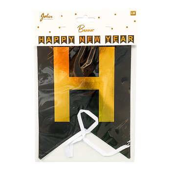 Vimpel Happy New Year Svart 4m