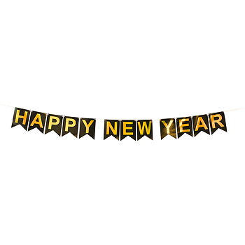 Vimpel Happy New Year Svart 4m