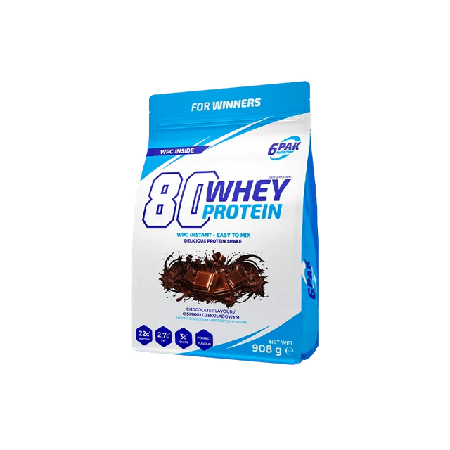 6PAK 80 Vassleprotein, Chokladsmak - 908 g