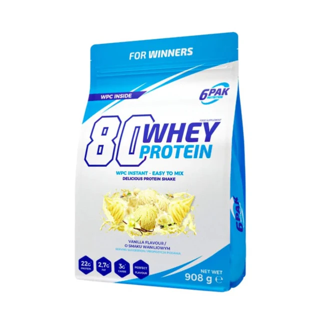 6PAK 80 Vassleprotein, Vaniljsmak - 908 g