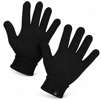 Norfolk Finger Mittens Merinovilla Musta