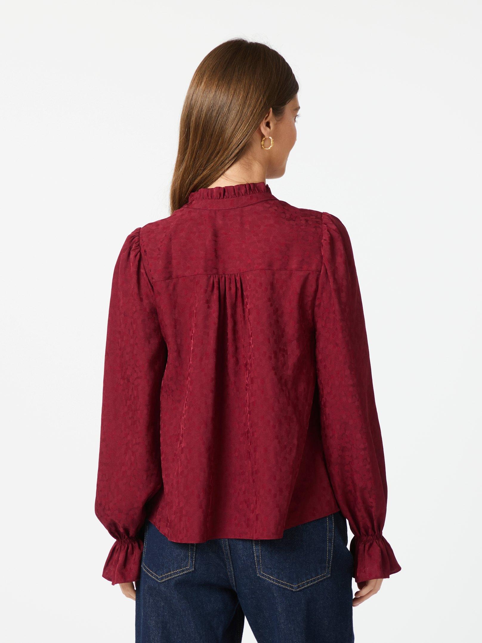 Amara Jacquard Dot Blouse Wine - 4