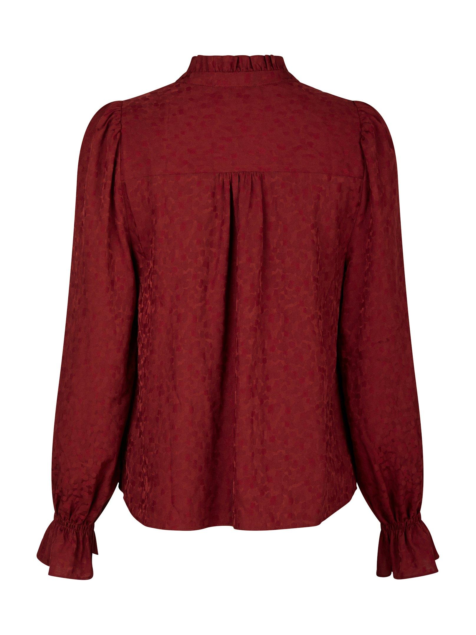 Amara Jacquard Dot Blouse Wine - 2