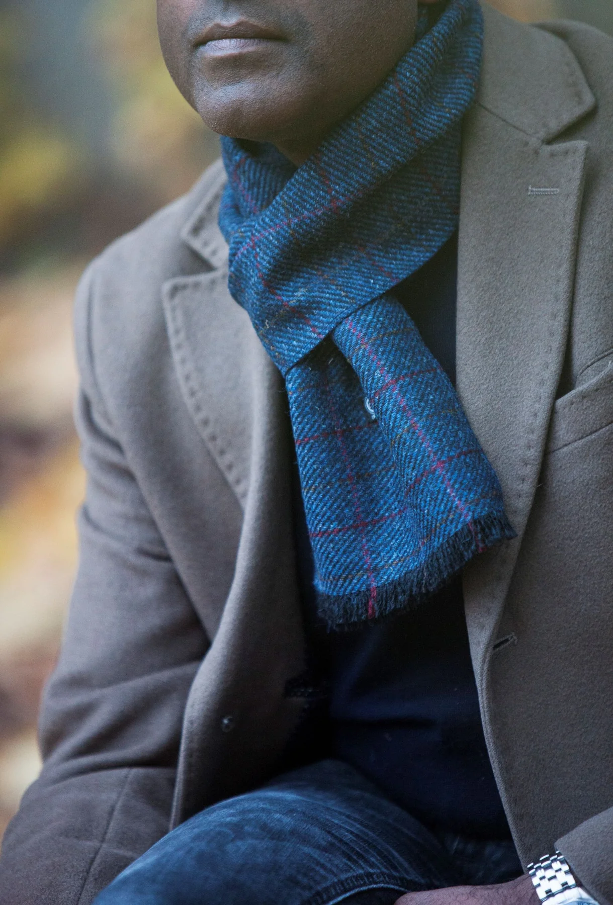 Harris Tweed scarf, blue overcheck  från CTH Ericson - 3