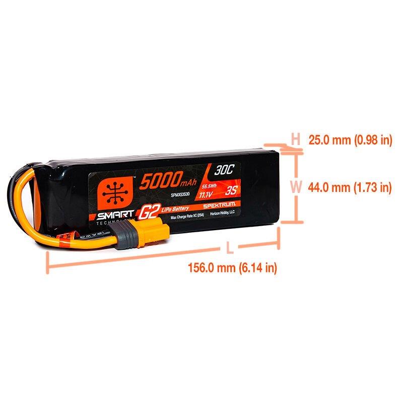 Spektrum 11.1V 5000mAh 3S 30C Smart G2 LiPo Battery: IC5 - 3