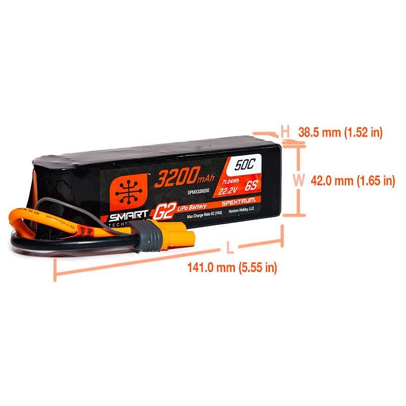 Spektrum 22.2V 3200mAh 6S 50C Smart G2 LiPo Battery: IC5 - 3