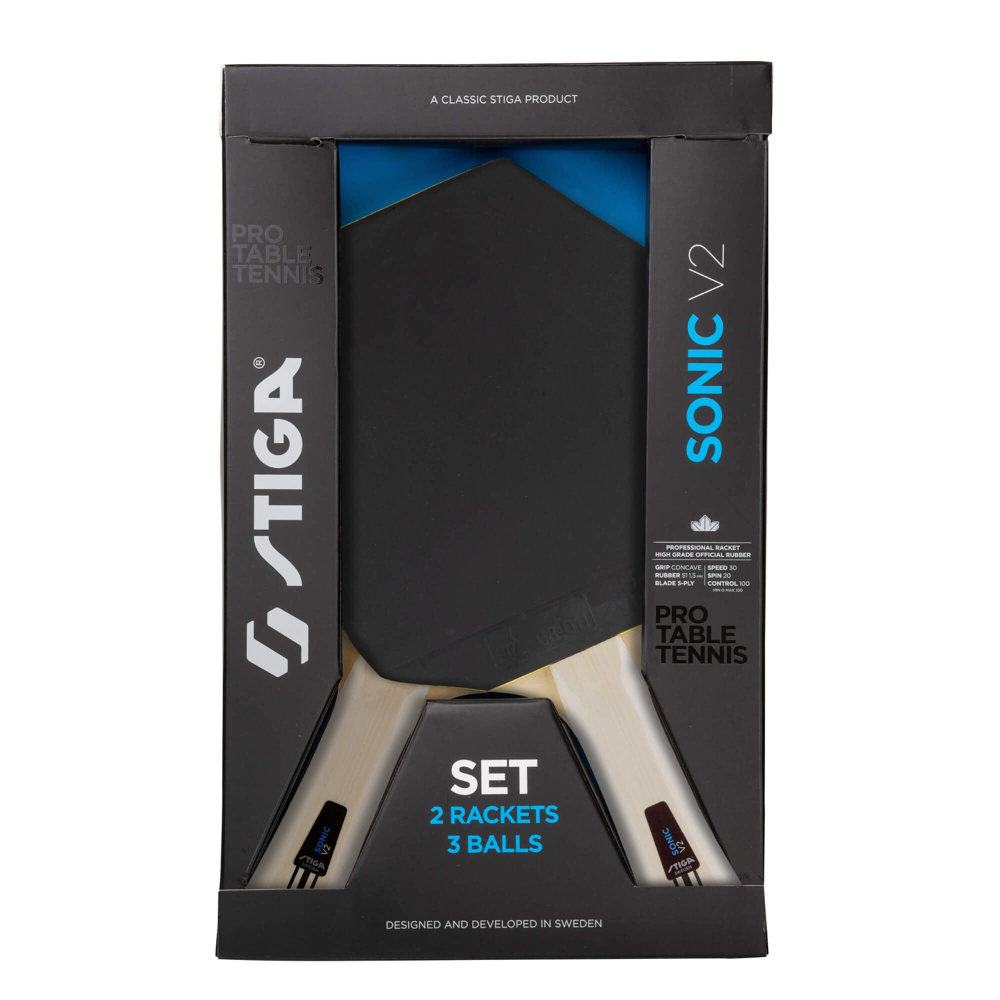 Stiga Sonic Set V2, 2 Rack & 3 Bollar 