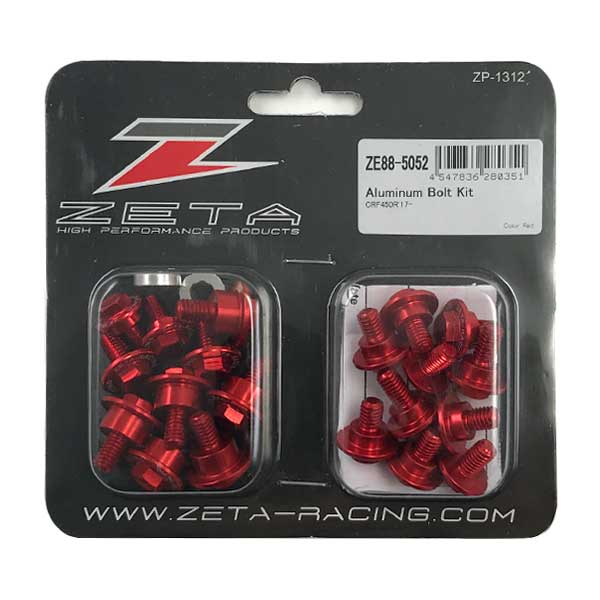 ZETA Alu Bolt Set for Plastics CRF450 17-20 CRF250R 18-21, Red